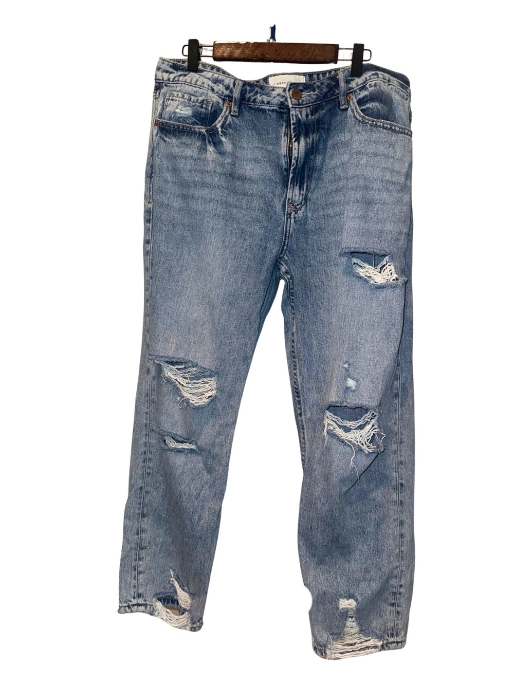 Dear John Light Blue Distressed Baggy Straight Jeans Size 31
